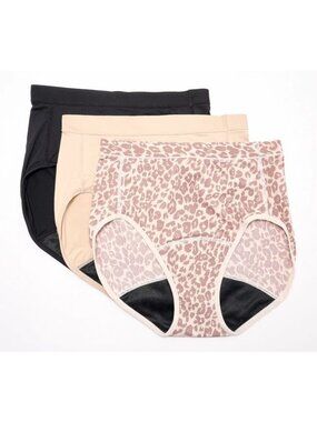 Breezies Set of 3 Leak Proof Hi-Cut Panties Tonal 1X A653698 NWT